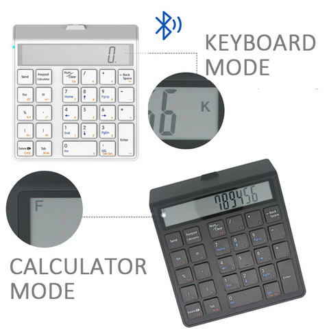 Bluetooth Keyboard Numeric Keypad 2 in 1 Wireless Electronic Caculator 12 Digits LCD Display For Macbook Thinkpad Windows ► Photo 1/6