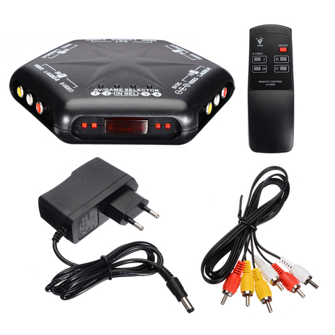 Mayitr New 4 in 1 out S-Video Video Audio Game RCA AV Switch Box Selector Splitter+Remote Control ► Photo 1/6