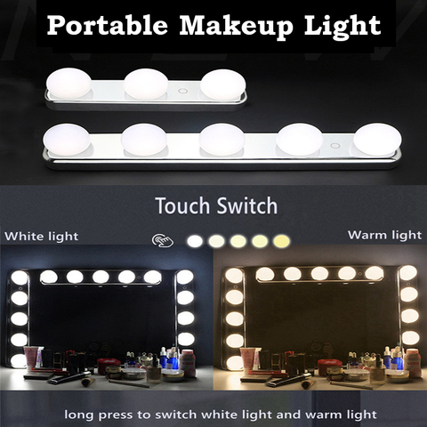 3/5 LED Bulbs Vanity Light USB Stepless Makeup Mirror Light Color Temperature Adjustable Hollywood Wall Lamp for Dressing Table ► Photo 1/6