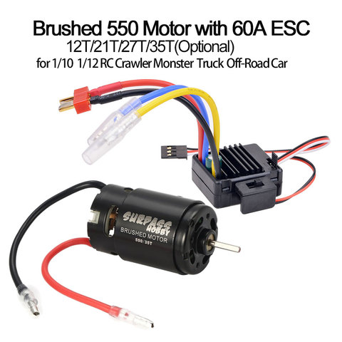 WP-1060-RTR 60A Waterproof Brushed T ESC 550 12T 21T 27T 35T Motor for 1/10 1/12 RC Tamiya Traxxas Redcat RC Car Rock Crawler ► Photo 1/6