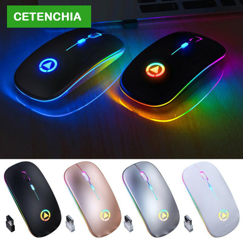 2.4GHz wireless mouse Optical gaming mouse gamer Mice USB Rechargeable RGB For PC Laptop Computer silence lasting battery life ► Photo 1/6