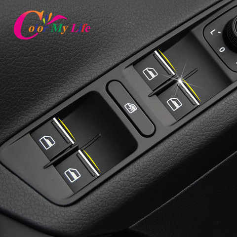 Color My Life 7Pcs ABS Chrome Windows Lifter Button Switch Knob Cover Trim for Volkswagen VW Tiguan MK2 2017 - 2022 Accessories ► Photo 1/6