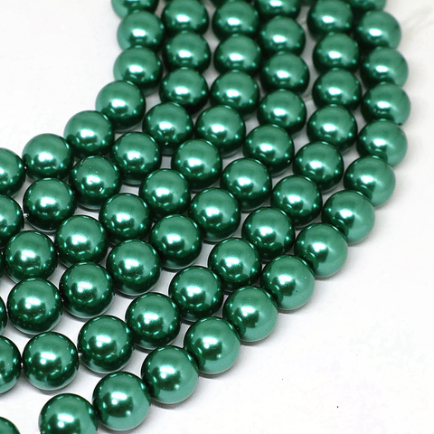 Pretty peacock green 4-14mm round imitation shell pearl vintage fit for diy elegant necklace bracelet loose beads 15inch B1607 ► Photo 1/6