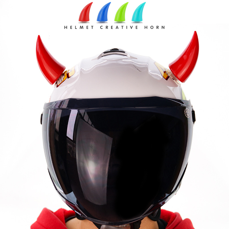 Motorcycle Helmet Corner Plastic Rubber Horn Decoration Accessory Headwear 1pc 