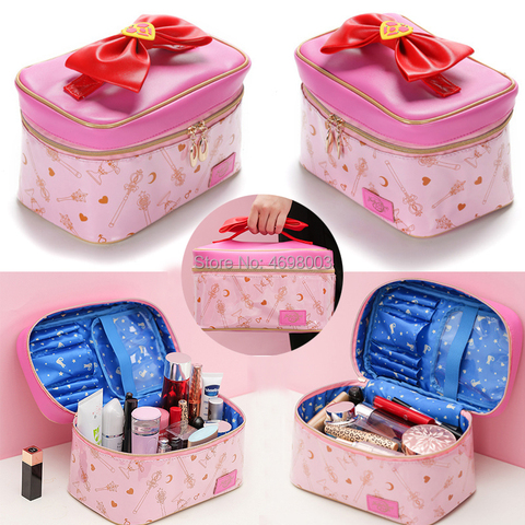 Sailor Moon Action Figure Women PU Leather Makeup bag Multifunction Ladies Wash Toiletry Travel Cosmetic Organizer Storage Bag ► Photo 1/5