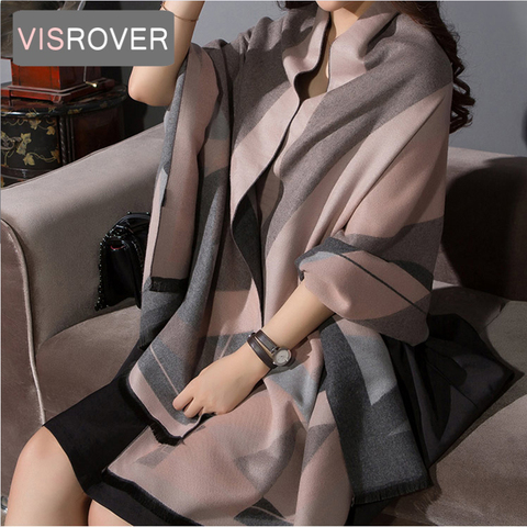 VISROVER luxury brand woman winter scarf fashion female shawls cashmere handfeeling winter wraps flower weave winter hijab scarf ► Photo 1/6