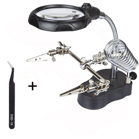 New magnifying glass 3,5 x 12X 3rd piece, aid Clip, LED lighting, hand welding stand, magnifying glass, Lens Repair ► Photo 1/6