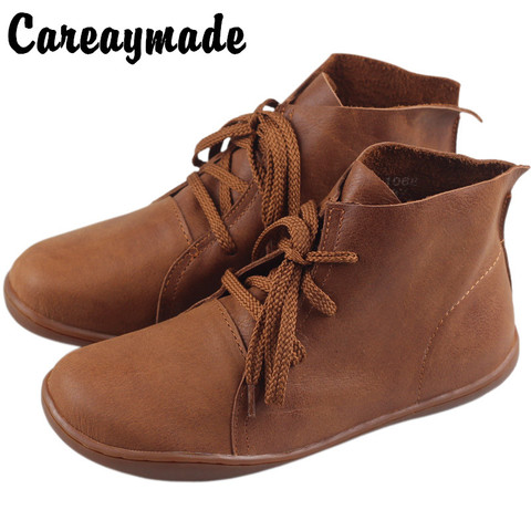 Careaymade-Genuine leather women shoes,Pure handmade ankle boot,The retro art mori girl shoes,Fashion retro boots ,3 colors ► Photo 1/1