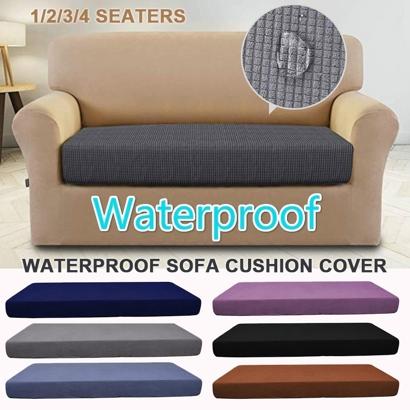 1-2 Seats Waterproof Stretchy Sofa Seat Cushion Cover Couch Slipcovers Protector 