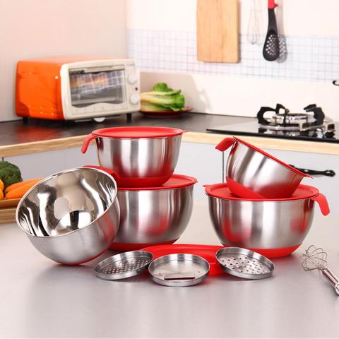 Stainless Steel Mixing bowls with lids Grater bread Cake ice cream jug for baking stand mixer large kitchen non slip base bowl n ► Photo 1/6