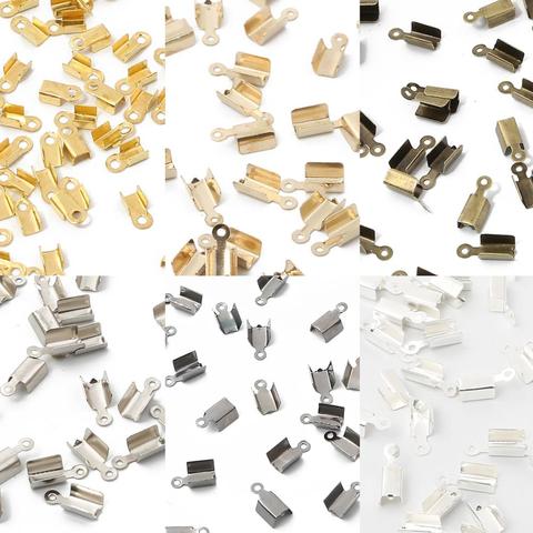 200pcs Iron Clip Buckle Cord End Tip Fold Over Clasp Crimp Bead Connector For DIY Necklace Bracelet Jewelry Making Accessories ► Photo 1/6