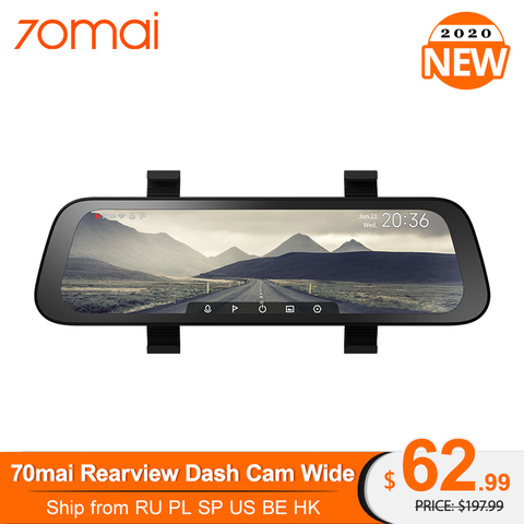 70mai 9.35 inches 1080P 130° Wide Angle Car DVR stream media Dash camera Dual Lens Video Recorder Rearview mirror Car Camera ► Photo 1/6