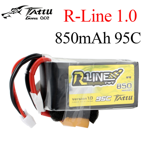 Tattu R-Line 1.0 LiPo 850mah 11.1V 14.8V 95C  3S 4S1P  Lipo Battery Pack With XT60 Plug for RC FPV Racing Drone Quadcopter ► Photo 1/6