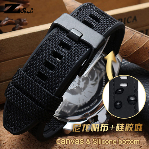 Canvas Resin Double-layer strap watchband 24mm 26mm 28mm for diesel Watch band for DZ4500 DZ7420 DZ4506 silicone watch bracelet ► Photo 1/6