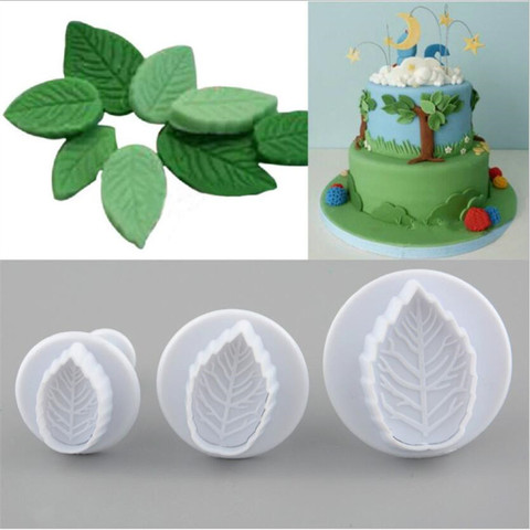3Pcs/Set Cake Rose Leaf Plunger Fondant Decorating Sugar Craft Mold Cookie Biscuit Cutter Cake Decorating Pastry Cake Tools ► Photo 1/6