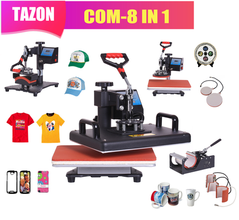 30*38CM 8 in 1 Combo Heat Press Machine Sublimation Printer 2D Thermal Transfer Cloth Cap Mug Plate T-shirt Printing Machine ► Photo 1/6