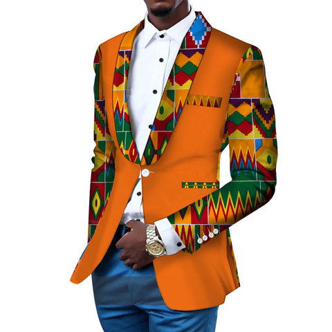 Men Blazer Slim Fit Fancy Blazers Suit Jacket African Men Clothes Blazer Wedding Dress Suit Dashiki Bazin Riche Ankara WYN145 ► Photo 1/6