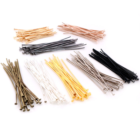200pcs/Bag 20 25 30 40 50 60mm Flat Head Pins Gold/Silver Color/Bronze/Rhodium Headpins For Jewelry Findings Making DIY Supplies ► Photo 1/6