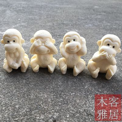 Ivory Fruit Carving Cute Monkey Creative Handicraft Arrangements ► Photo 1/5