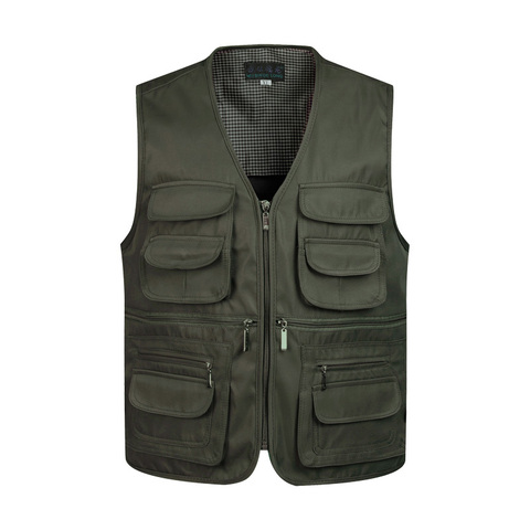 2022 Men Multi-Pocket Classic Waistcoat Male Sleeveless Unloading Solid Coat Work Vest Photographer Tactical Mesh Vest Jacket ► Photo 1/6
