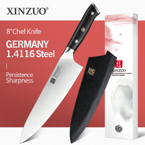 XINZUO 8.5'' in Chef Knife High Carbon German 1.4116 Steel Kitchen Knives Stainless Steel Professional Meat Knife Ebony Handle ► Photo 1/6