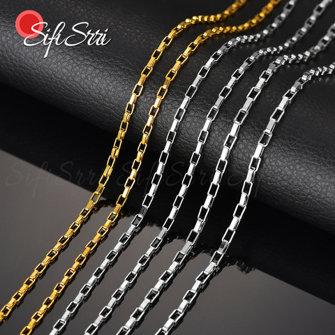 Sifisrri Stainless Steel Long Box Chain 1.5/2/2.5mm Necklaces For Men Women Gold Basic Link Chains Solid Metal Jewelry Gift ► Photo 1/6