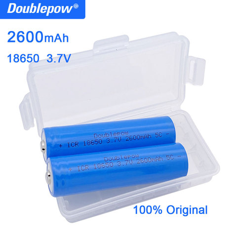 True capacity 100% new original Doublepow 18650 battery 3.7v 2600mah 18650 rechargeable lithium battery for flashlight batteries ► Photo 1/5