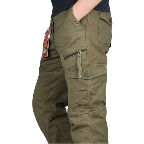 New 2022 Men Cargo Pants Multi Pockets Military Tactical Pants Men Outwear Streetwear Army Straight Slacks Casual Long Trousers ► Photo 1/6