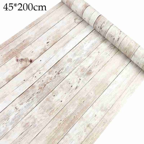 Self Adhesive Old Wood Grain Wallpaper Waterproof Old Furniture Stickers Wooden Door Wardrobe Desktop Pvc Wall Papers 45*200cm ► Photo 1/6