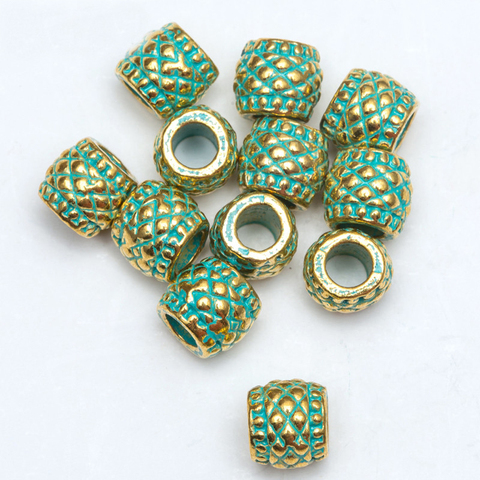 20Pcs Big Hole Retro Vintage Green Tube Spacer Seed Metal Beads For Jewelry Making Diy Bracelet Necklace Accessories Wholesale ► Photo 1/2