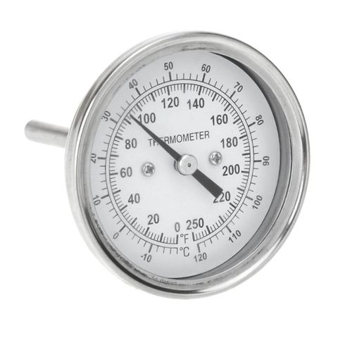 Home Brewing Thermometer Stainless Steel Celsius Fahrenheit Water Distilling Temperature Gauge Bimetal 1/2'' NPT (2'' Stem) ► Photo 1/6
