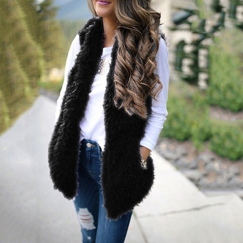 Winter 2022 Women's Vest Plush Faux Fur Casual Sleeveless Warm Vest Jacket Warm Cashmere Cardigan ► Photo 1/6