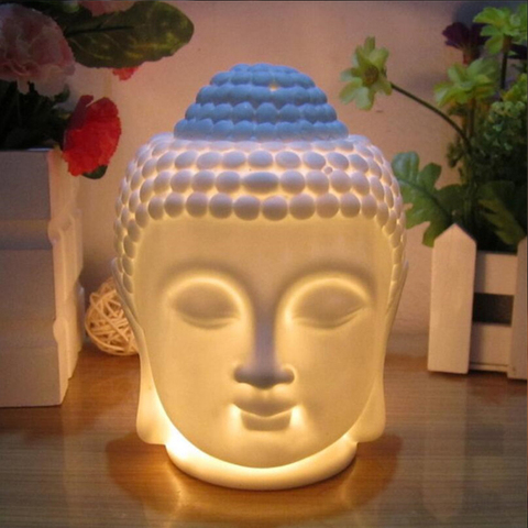 Ceramic Buddha Head Aromatherapy Oil Burner Aroma Essential Oil Diffuser Indian Buddha Tibetan Incense Burner Tealight Holders ► Photo 1/6