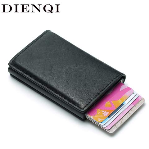 DIENQI Rfid Card Holder Men Wallets Money Bag Male Vintage Black Short Purse 2022 Small Leather Slim Wallets Mini Wallets Thin ► Photo 1/6