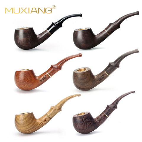 MUXIANG Wooden Smoking Pipes Ebony/Sandalwood Tobacco Pipe Cigarettes Cigar Pipes Accessories For Boyfriend Father Gift ag0002 ► Photo 1/6