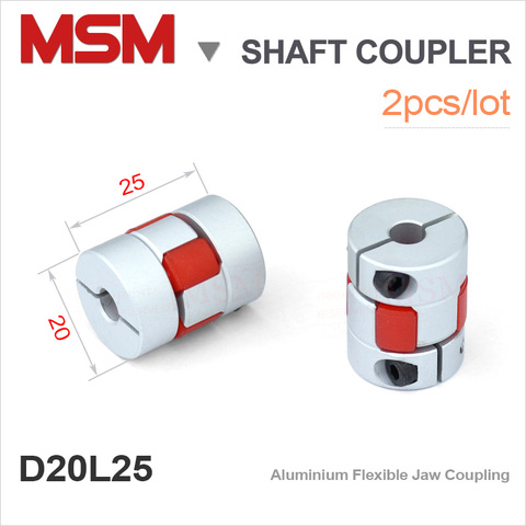 2pcs/lot MSM Shaft Couplers D20L25 Flexible Rubber Jaw Motor Connector 3mm 5mm 6mm 8mm Aluminium 3d Printer Coupling CNC kits ► Photo 1/2