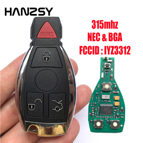 Complete 315Mhz NEC/BGA 4 Button Smart Key For Mercedes-Benz W169 W245 W203 W208 W209 W204 W210 W211 LYZ3312/IYZDC Remote Key ► Photo 1/6