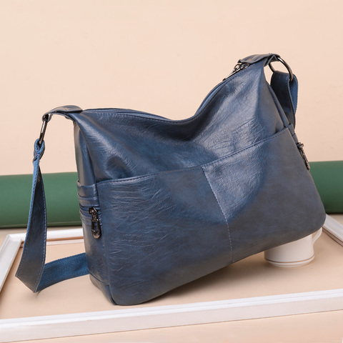 Soft PU Leather Large Capacity Women Shoulder Bag Solid Color Elegant Messenger Bag Female Simple Wild Style Handbags 2022 Sac ► Photo 1/6