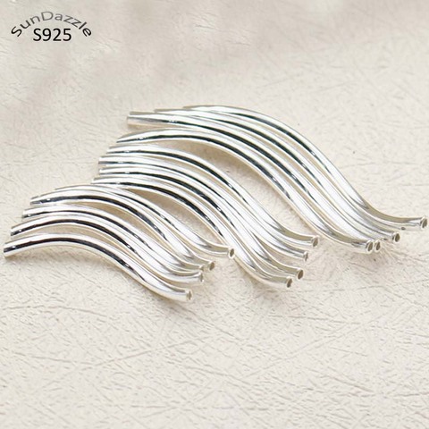 Real Pure Solid 925 Sterling Silver Connector S Shape Curved Silver Long Tube Beads Bracelet Necklace Jewelry Making Findings ► Photo 1/6