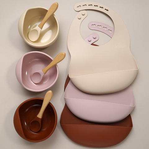 Muslinlife Newborn Baby Silicone Feeding Tableware Waterproof Baby Bibs For Toddler Breakfast Feedings ► Photo 1/6