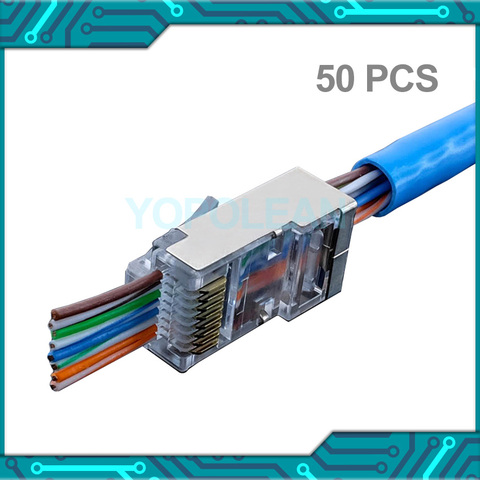 50Pcs/lot Network Connector Crystal Metal shielded RJ45 CAT5E CAT6 network cable connector plug ► Photo 1/5