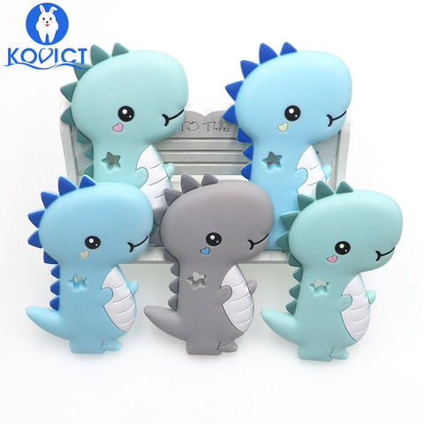 kovict dinosaur Baby silicone Teether rodent BPA food Free Silicone Teething Nursing Pacifier Clip silicone beads ► Photo 1/4
