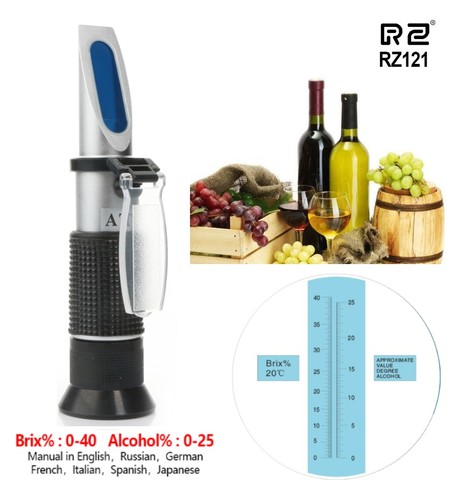 RZ121 Alcohol Refractometer 0~40% ATC Spirits Meter Alcoholometer liquor Wine Content Tester 0~25% Fruit Juice Wine Sugar Meter ► Photo 1/6