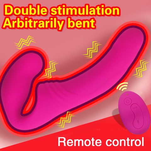 Strapless Strap-on Dildo Vibrator for Couples Strapon Double Head Vibrators Wireless Remote G-spot Vibrator Sex Toys for Women ► Photo 1/6