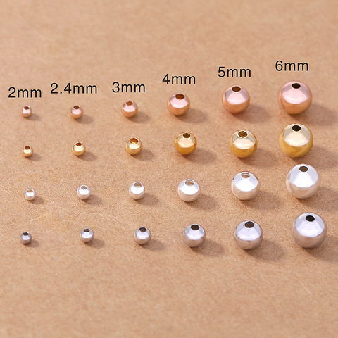 1Pack/lot 2/3/4/5/6mm Brass Spacer Beads Rose Gold/Silver Color Ball Loose Charm Beads for Bracelet Necklace DIY Jewelry Making ► Photo 1/6