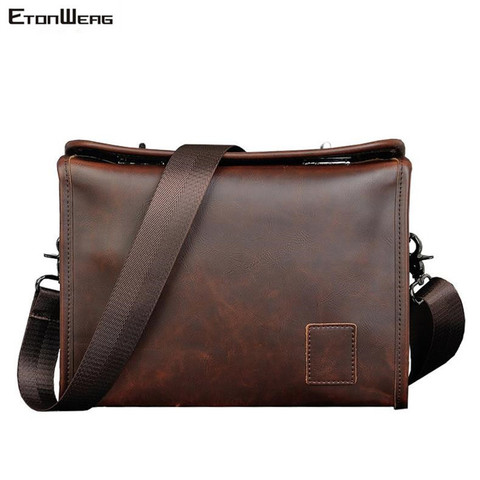 Men's Business office Briefcase Box Waterproof PU Leather Messenger Bag women Vintage Solid Shoulder bag man File Crossbody bags ► Photo 1/6