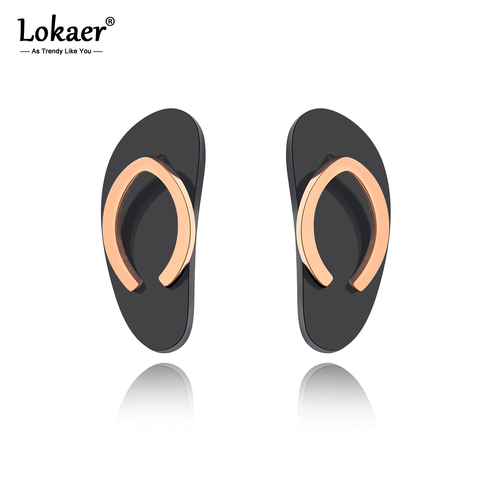 Lokaer Original Design Titanium Stainless Steel Flip Flop Earrings For Women Girls Trendy Bohemia Summer Beach Jewelry E20052 ► Photo 1/6