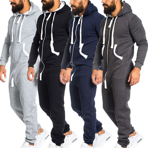 HOT Men One-piece Garment Pajama Playsuit Zipper Hoodie Male Onesie Camouflage Print Jumpsuit Streetwear Overalls ► Photo 1/6