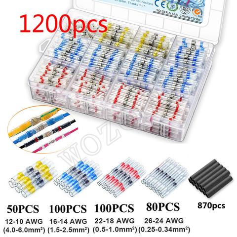 1200/800/300Pcs Solder Seal Wire Connectors Kit, Heat Shrink Butt Connectors Waterproof and Insulated Electrical Wire Terminals ► Photo 1/6