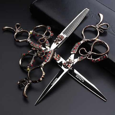 Retro Hairdressing Scissors 6/ 7 inch Flat Cut Seamless Thinning Hair Salon Hairdresser Special Haircut Scissors Collection ► Photo 1/6
